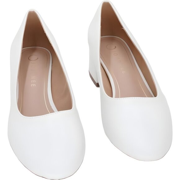 Journee Collection Saarii Slip-On Block Heel Pumps White Women US 8.5W - Picture 1 of 6